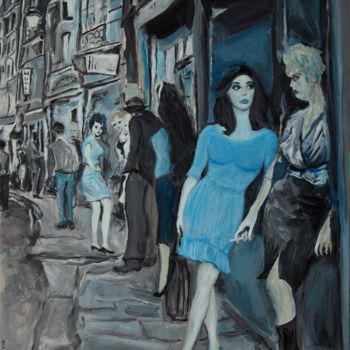 Painting titled "Rue des Dames" by Dominique Franot, Original Artwork, Acrylic Mounted on Wood Stretcher frame