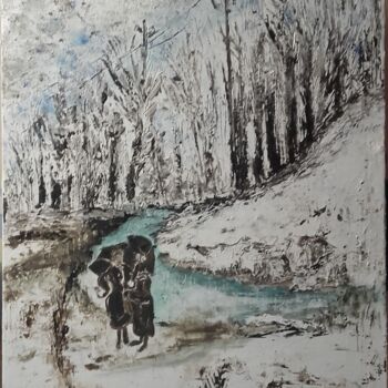 Peinture intitulée "promenade-en-hiver.…" par Dominique Gascoin, Œuvre d'art originale, Huile