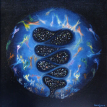 Peinture intitulée "Planète bleue" par Dominique Gobelin Mansour, Œuvre d'art originale, Huile