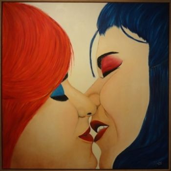 Painting titled "les-amoureuses" by Dominique Huybens, Original Artwork