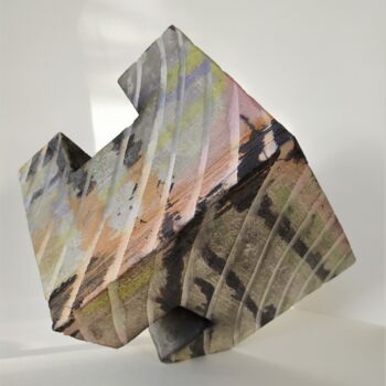 Sculpture intitulée "Cube 1 Equilibre gé…" par Dominique Jolivet, Œuvre d'art originale, Terre cuite