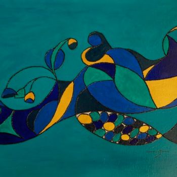 Peinture intitulée "LIANE OCEANE / OCEA…" par Dominique Joyeux, Œuvre d'art originale, Huile