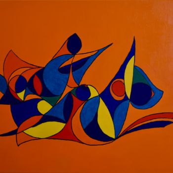Malerei mit dem Titel "HELIOS" von Dominique Joyeux, Original-Kunstwerk, Öl