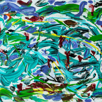 Картина под названием "CASCADE   /  WATERF…" - Dominique Joyeux, Подлинное произведение искусства, Акрил