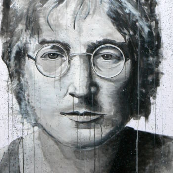 Schilderij getiteld "John Lennon, Imagine" door Lajous Dominique Dit Lajdo, Origineel Kunstwerk, Acryl