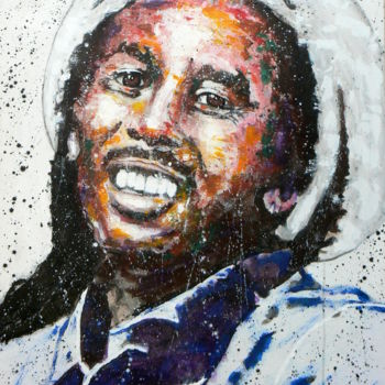 Schilderij getiteld "Bob Marley attitude" door Lajous Dominique Dit Lajdo, Origineel Kunstwerk, Acryl