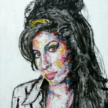 Schilderij getiteld "Amy Winehouse" door Lajous Dominique Dit Lajdo, Origineel Kunstwerk, Acryl