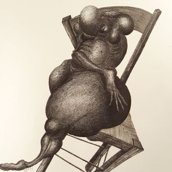 Desenho intitulada "Corps-chaise 0707" por Dominique Laude, Obras de arte originais, Grafite