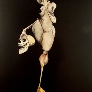 Peinture intitulée "Vénus au crâne 0118" par Dominique Laude, Œuvre d'art originale, Huile
