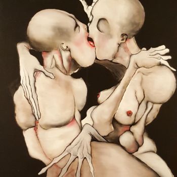 Painting titled "Love" by Dominique Laude, Original Artwork, Oil