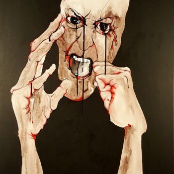 Painting titled "Rage" by Dominique Laude, Original Artwork, Ink