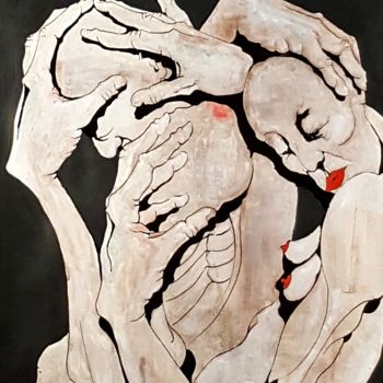 Painting titled "Enlassitude" by Dominique Laude, Original Artwork, Ink