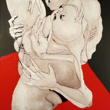Pintura intitulada "Hug" por Dominique Laude, Obras de arte originais, Óleo