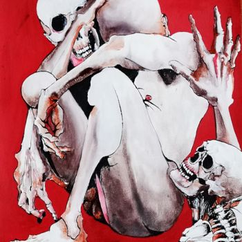 Painting titled "Nightmare" by Dominique Laude, Original Artwork, Oil