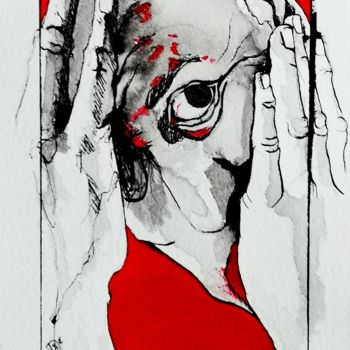 Drawing titled "Jemoinous" by Dominique Laude, Original Artwork, Ink