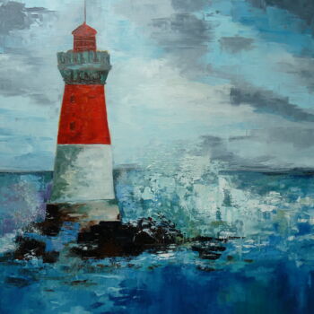 Peinture intitulée "PHARE dans la TEMPÊ…" par Dominique Le Boulc H, Œuvre d'art originale, Huile