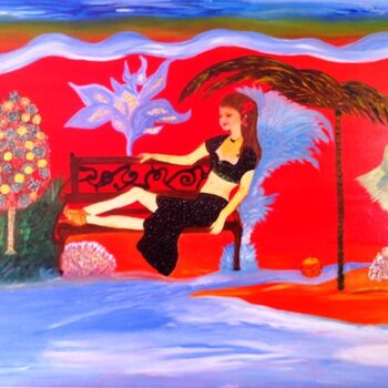 Картина под названием "Scarlett au pays de…" - Dominique Lerou (DOMINETTE), Подлинное произведение искусства, Масло