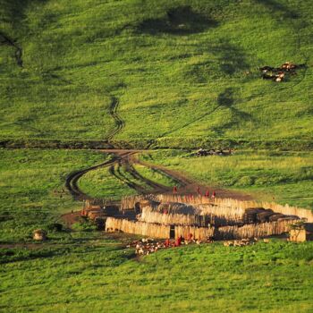 Photography titled "Camp Massai  Tanzan…" by Dominique Leroy, Original Artwork