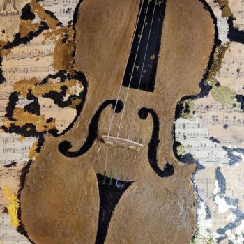 Painting titled "Violino" by Dominique Lhermet, Original Artwork, Acrylic Mounted on Wood Stretcher frame