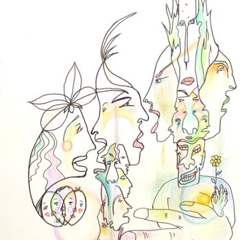 Dessin intitulée "Fleur cachée" par Dominique-Marie Gibaud Ubelmann, Œuvre d'art originale, Conté