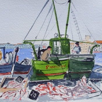 "Bateaux de pêche  a…" başlıklı Tablo Dominique Metras tarafından, Orijinal sanat