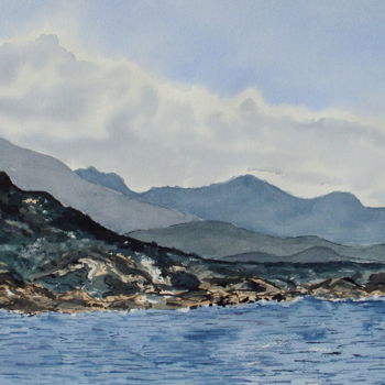 Peinture intitulée "Paysage en Corse..p…" par Dominique Metras, Œuvre d'art originale, Aquarelle
