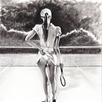 Drawing titled "tennis-woman-3.jpg" by Dominique Obry, Original Artwork
