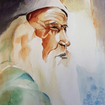 Painting titled "Merlin Aquarelle" by Dominique Obry, Original Artwork, Watercolor