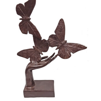 Скульптура под названием "les papillons sur l…" - Dominique Peri, Подлинное произведение искусства, Бронза