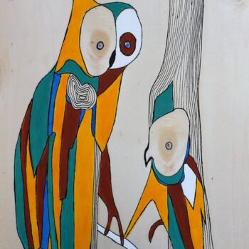 Pintura titulada "Oiseaux n° 4" por Dominique Petit, Obra de arte original, Acrílico