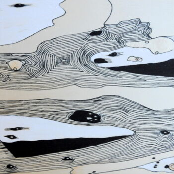 Dibujo titulada "Au bord de l'eau ,…" por Dominique Petit, Obra de arte original, Tinta
