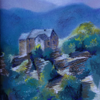 Painting titled "Grèce" by Dominique Righi, Original Artwork, Pastel