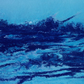 Painting titled "Bleu 1" by Dominique Righi, Original Artwork, Pastel