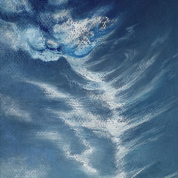 Painting titled "Bleu 2" by Dominique Righi, Original Artwork, Pastel