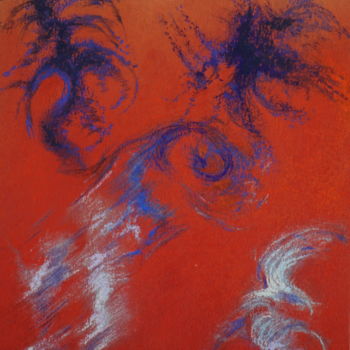 Painting titled "Rouge 1" by Dominique Righi, Original Artwork, Pastel