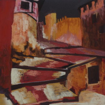 Painting titled "Albaracin. 1" by Dominique Righi, Original Artwork, Pastel