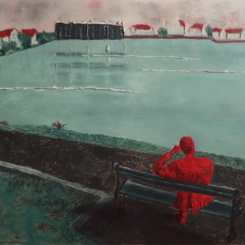 Painting titled "Lac Tjörnin 2" by Dominique Righi, Original Artwork, Pastel