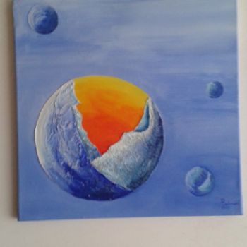 Pintura titulada "" Les Planètes Bleu…" por Dominique Salmon, Obra de arte original, Acrílico