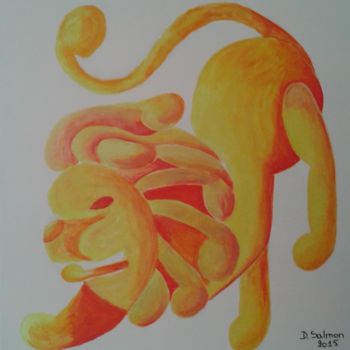 Painting titled "" Lion " 2015" by Dominique Salmon, Original Artwork, Acrylic