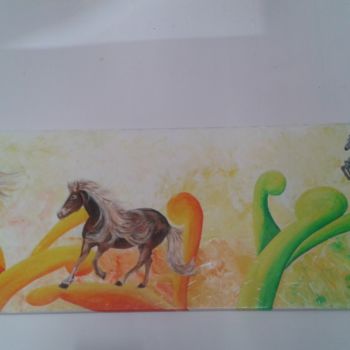 Painting titled "" Horses of Liberty…" by Dominique Salmon, Original Artwork, Acrylic