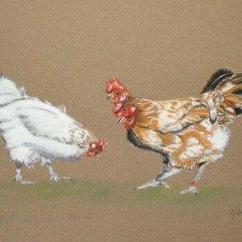 Peinture intitulée "Les Poules de Mr P.…" par Dominique Sauvion Lafon, Œuvre d'art originale