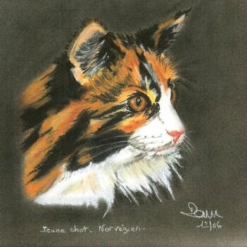Peinture intitulée "Le Chat Orange..." par Dominique Sauvion Lafon, Œuvre d'art originale