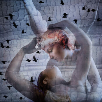 Arts numériques intitulée "Amoureuse d'un ange" par Dominique Taïbouni, Œuvre d'art originale, Photo montage