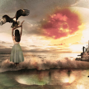 Arts numériques intitulée "Epave en bord de mer" par Dominique Taïbouni, Œuvre d'art originale, Photo montage