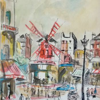 Painting titled "Paris 02" by Dominique Berton, Original Artwork, Watercolor