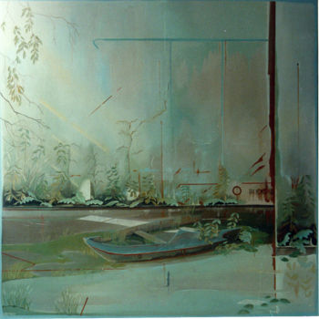 Peinture intitulée "La barque" par Dominique Berton, Œuvre d'art originale