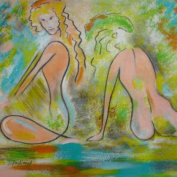 Painting titled "Deux soeurs" by Dominique Bertrand, Original Artwork, Acrylic