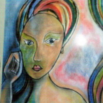 绘画 标题为“LA BOUCHE DE JEANNE” 由Dominique Bertrand, 原创艺术品, 粉彩 安装在纸板上