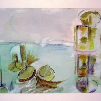 Painting titled "PORT DE GRUISSAN" by Dominique Bertrand, Original Artwork, Watercolor