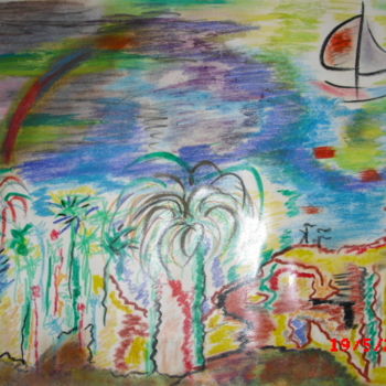 Pittura intitolato "au sud.jpg" da Dominique Bertrand, Opera d'arte originale, Pastello